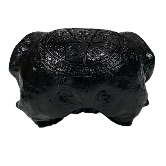 Black Resin Raven Skull Goth Halloween - Picture 4 of 7